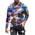 thumbnail image 3 of UVEASISHA Liquidation Aujourd'hui T-Shirts de Noël à Manches Longues pour Hommes T-Shirts Graphiques Imprimés Fantaisie Grandes Tailles T-Shirts de Noël pour Hommes Coupe Ajustée Col Rond Hauts Cadeaux Amusants des Fêtes Bleu G, 3 of 6