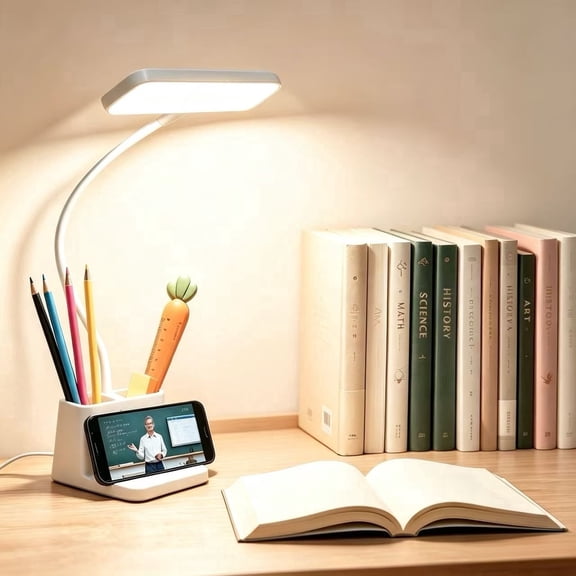 VOLIVO Led Desk Lamp with Pen and Phone Holder, 3 Modes Reading Lamp for Study, Reading, Office, Home