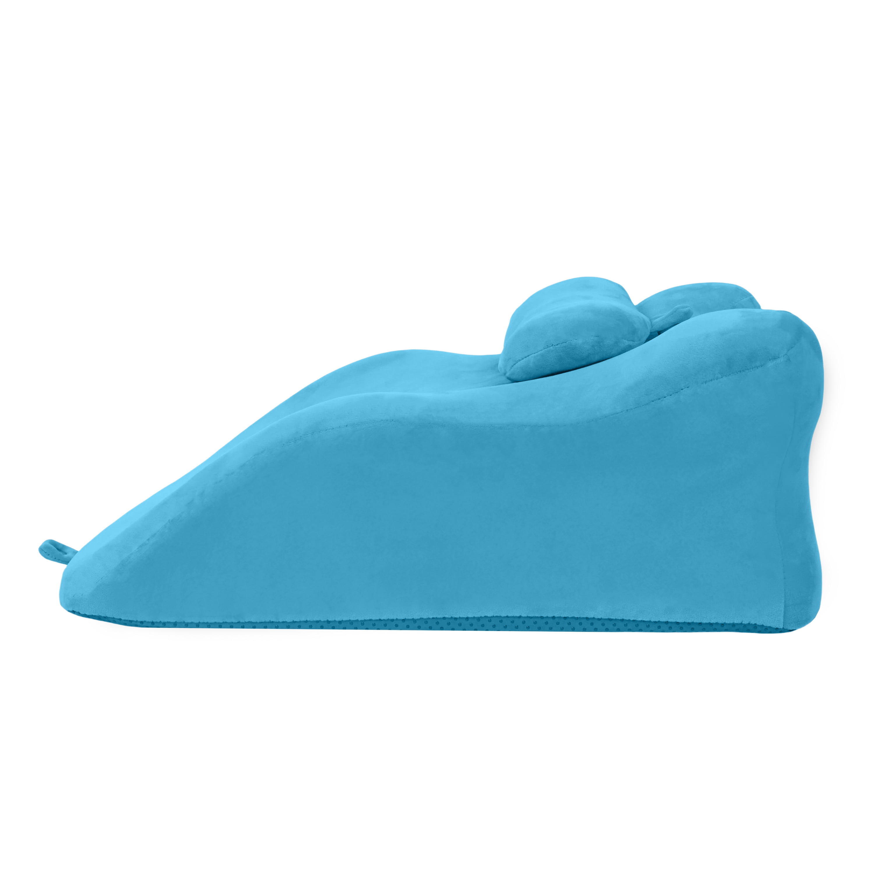 Muumblus Memory Foam Ergonomic Support Bed Pillow, Multi-Functional Wedge Pillow for Leg Elevation, Back & Lumbar Support, and Prone Reading with Removable Cover, Blue