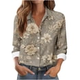 thumbnail image 3 of TaTaai Women's Floral Print Blouse Long Sleeve Button Down Shirt Soft Cotton Relaxed Fit Lapel Collar Tunic Top for Casual Outfit Gift, 3 of 6