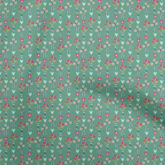oneOone Cotton Cambric Sea Green Fabric Floral Craft Projects Decor Fabric Printed By The Yard 56 Inch Wide