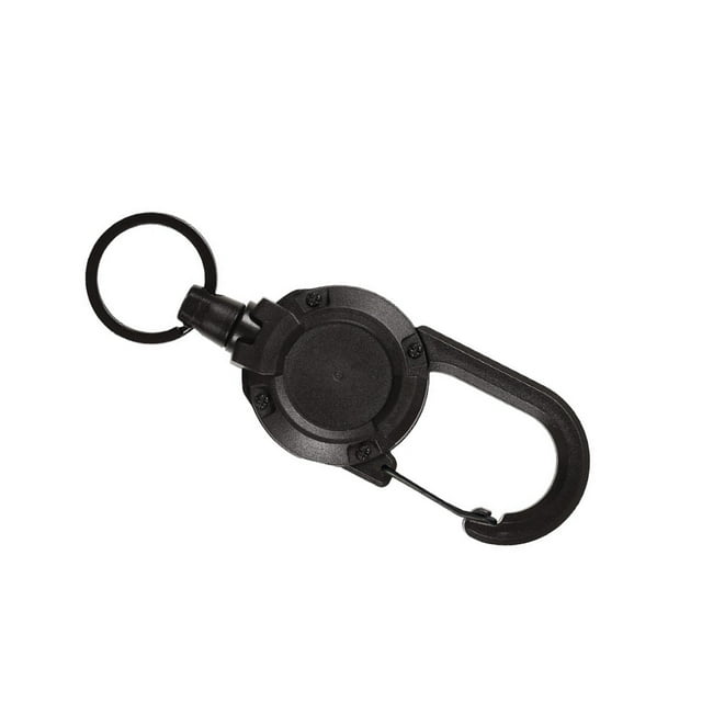 Porta credencial, porta credencial, mosquetón resistente, llavero retráctil Cuerda de fibra negra