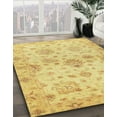 thumbnail image 3 of Ahgly Company Machine Washable Indoor Round Abstract Yellow Area Rugs, 3' Round, 3 of 7