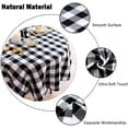 thumbnail image 2 of Plaid Round Checkered Cotton Linen Table Cover for Kitchen Dining Room Home Decor ( Round - 48 Inch, White & Black ), 2 of 5