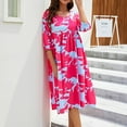 thumbnail image 1 of Lilgiuy Summer Sales Women's Summer Fashion Round Neck Short Sleeve Loose Large Size Dress, 1 of 5
