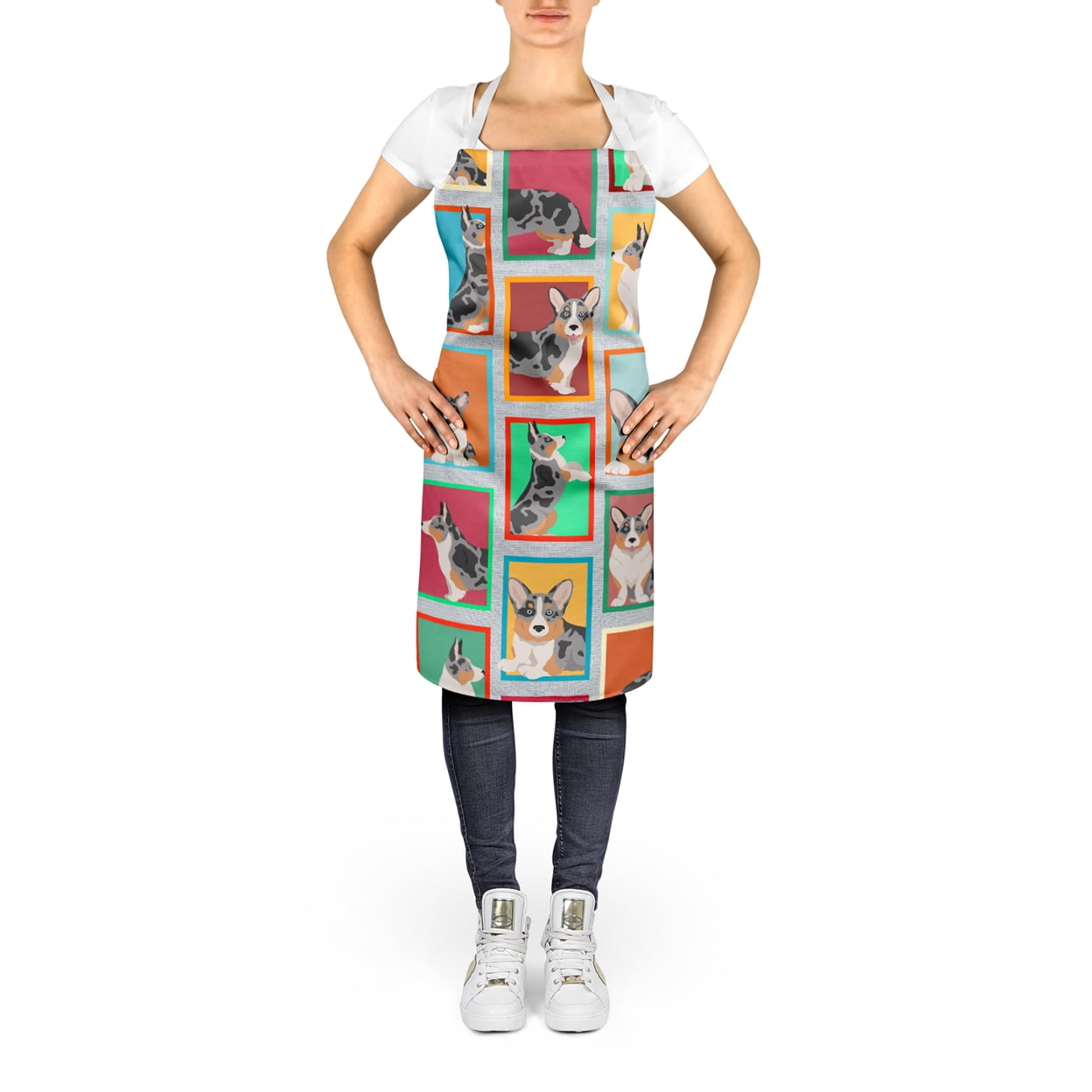 Lots of Blue Merle Welsh Cardigan Corgi Apron 27 in x 30 in