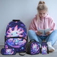 thumbnail image 2 of KUIFORTI Blue Axolotl Lightweight School Bag 4Pcs Set with Lunch Box Pencil Pouch Water Bottle Sleeve for Kids Boys Girls Elementary Primary Middle School Back to School Supplies, 2 of 7