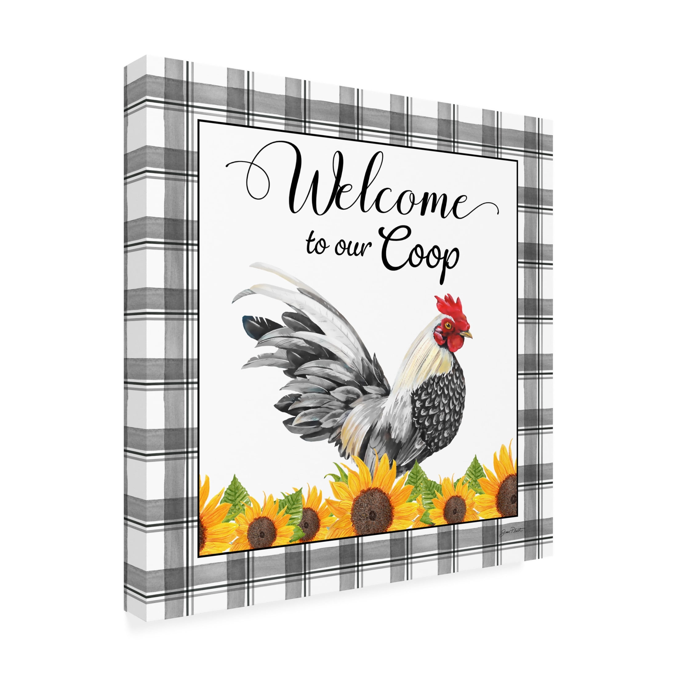 Canvas Wall Art - Jean Plout 'Lovely Plaid Sentiments E' Wall Art for Living Room, Bedroom, or Office Décor by Trademark Fine Art - 18 x 18 Inches