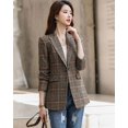 thumbnail image 2 of ORUYROP Veste Blazer à Carreaux Pied-de-Poule à 2 Boutons avec Revers Cranté pour Femmes, 2 of 6