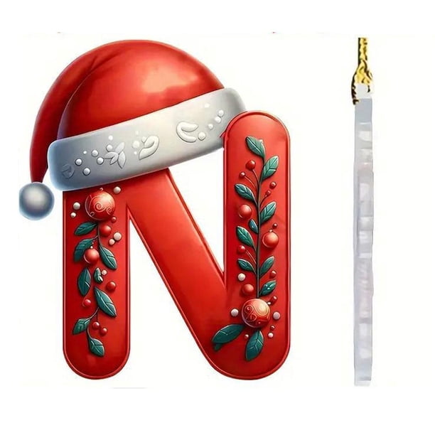 TQEHS Nuevos adornos de letras para árbol de Navidad, adornos decorativos para colgar, alfabeto navideño, vacaciones✨q L0N7