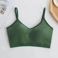 thumbnail image 2 of Feancey Cotton Bras for Women Wirefree Strap Everyday Brassiere Solid Color Casual Wireless Bra Sleeveless Cami Sleep Underwear Green XL, 2 of 4