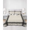 thumbnail image 2 of Quilts Queen Size Bedding Set, Modern Grid Reversible Summer Quilt 3 Pieces, Boho Minimalist Vertical Stripes Beige Lightweight Bedspreads Coverlets with 2 Pillow Shams for All Seasons, 2 of 5