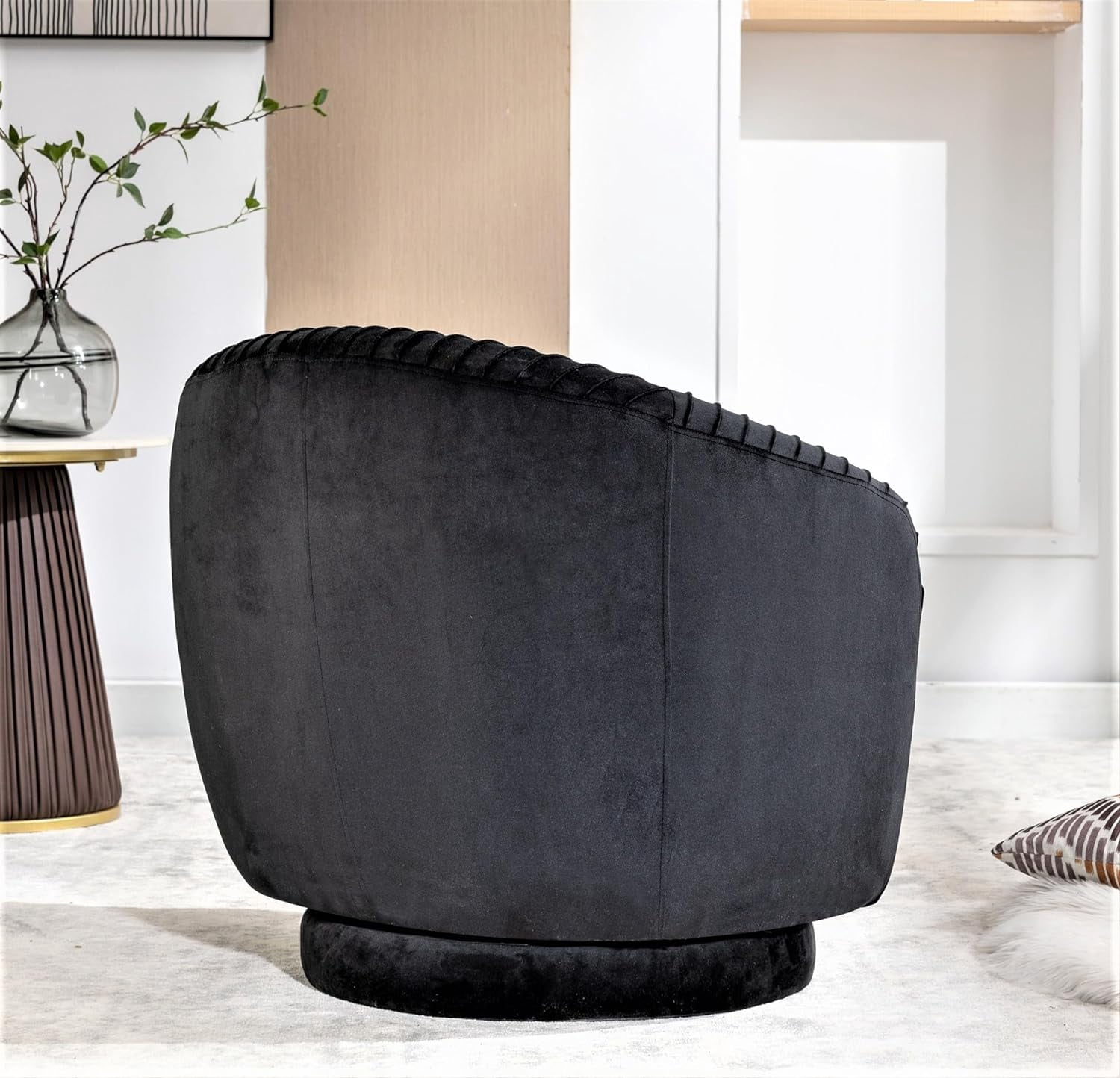 Uspridefurniture Modern Velvet Tufted Accent Chair, Black