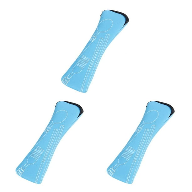 Moyic Soportes para vajilla Vajilla de viaje ligera Bolsa de tela Lavable Almuerzo Cremallera Estuche Cuchara Bolsas Estuches de jardín Azul Azul 3piezas Moyic CBP049610