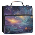 thumbnail image 2 of Water-Resistant 3-Ring Binder Organizer with Multiple Pockets Zipper Binder Bag for Office Vibrant and Colorful Universe, 2 of 8