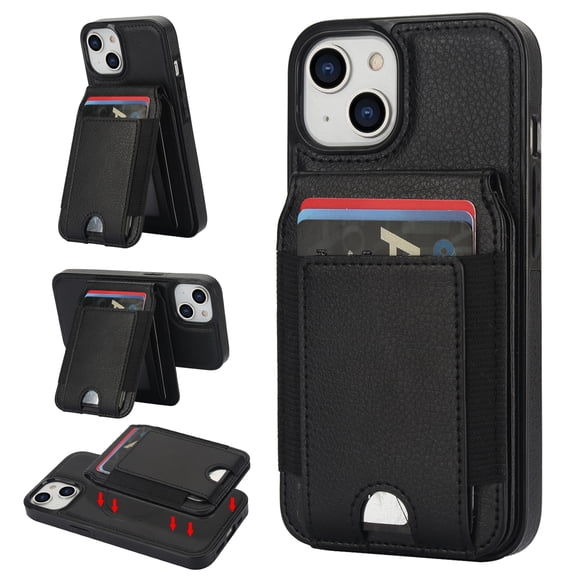 Wallet Case Compatible with iPhone 14 for Men Women, Detachable Magnetic Wallet PU Leather Shockproof Rugged Phone Case with Kickstand Card Slots RFID Blocking for iPhone 14,Black