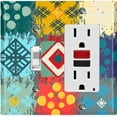 thumbnail image 1 of Metal Light Switch Plate Cover Colorful Ethnic Aztec Tribal Patch Pattern SFR049, 1 of 13
