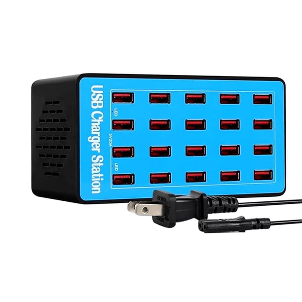 Estación de carga Mvthenxi de 20 puertos USB 100W para múltiples dispositivos
