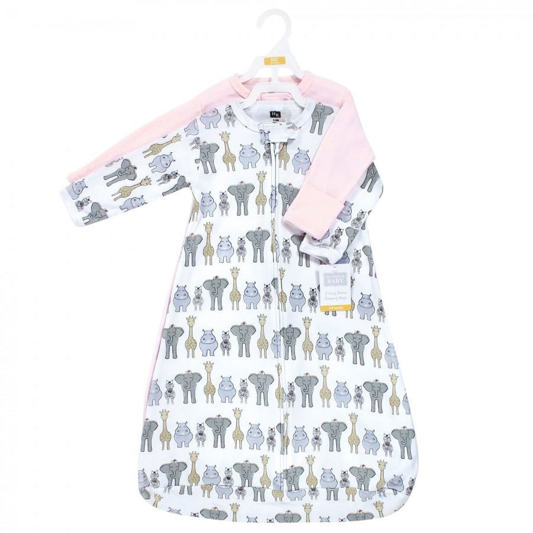 Hudson Baby Infant Girl Cotton Long-Sleeve Wearable Sleeping Bag, Sack, Blanket, Pink Safari, 0-3 Months