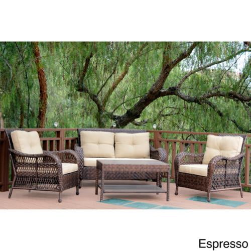 Jeco 4-piece Resin Wicker Patio Conversation Set by Overstock
