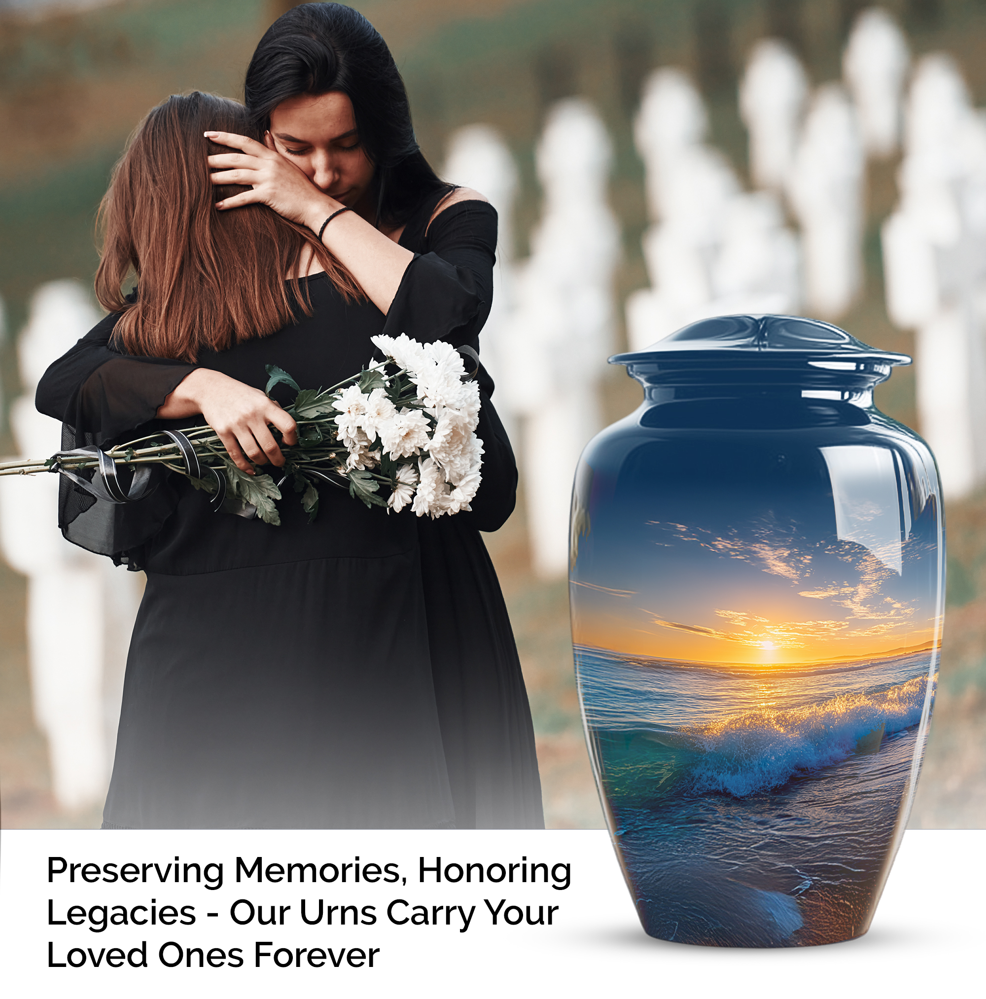 Beach Cremation Urns For Human Ashes Adult Female - 10 Inch Urn For Ashes For Women - Large Decorative Urn For Mom - Human Remains Urns ( Size:- 10 Inch )