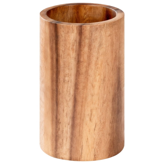 Cylinder Wooden Kitchen Utensil Holder, 6 x 3.5 in Cooking Utensil Holder for Countertop, Versatile Holder for Spatulas Spoons Forks