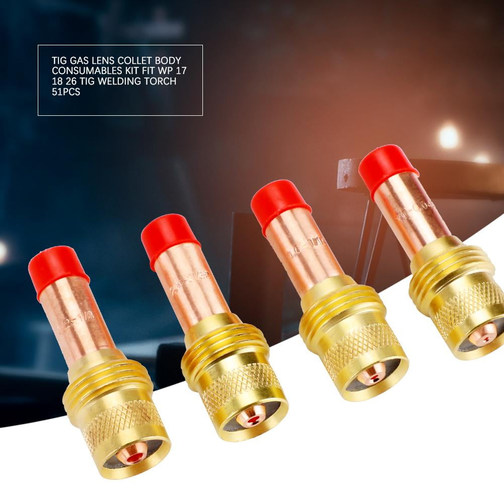 51Pcs TIG Gas Lens Collet Body Consumables Kit Fit WP 17 18 26 TIG Welding Torch