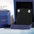 thumbnail image 5 of Gem Stone King 3.12 Ct Oval Blue Zircon 925 Sterling Silver Halo Princess Diana Kate Middleton Post Earrings, 5 of 6