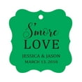 thumbnail image 1 of Darling Souvenir S'More Love Personalized Wedding Favor Tags Bonbonniere Hang Tags-Green-100 Tags, 1 of 1