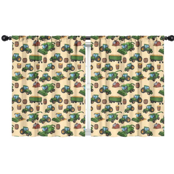 Blackout Kids Curtains,Cartoon Tractors Barns Beige Pattern Childrens Insulated Curtains Set Of 2,Bedroom Essentials,Toddler Room Decor 42"x54"