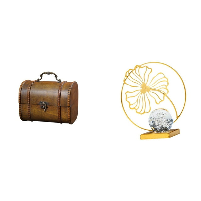 Joyero Vintage De Madera Con Figura De Hierro En Forma De Hoja. Cofre Decorativo Para Guardar Anillos. Ideal Como Regalo De Cumpleaños O Adorno Coleccionable.
