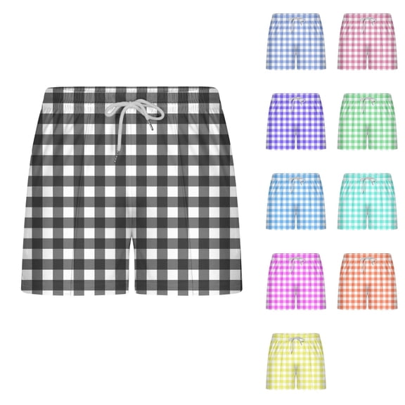 Ahuyic Mens Summer Plus Size Pants Mens Short Pants,Men Casual Print Shorts With Pockets Elastic Waist Beach Pants Shorts,Black,XXL