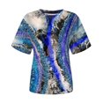 thumbnail image 4 of Ichuanyi liquidación tops de mujer blusa suelta de piedra de piedra imprimición de taller de cuello redondo ICHUANYI WER2023081604528, 4 of 6