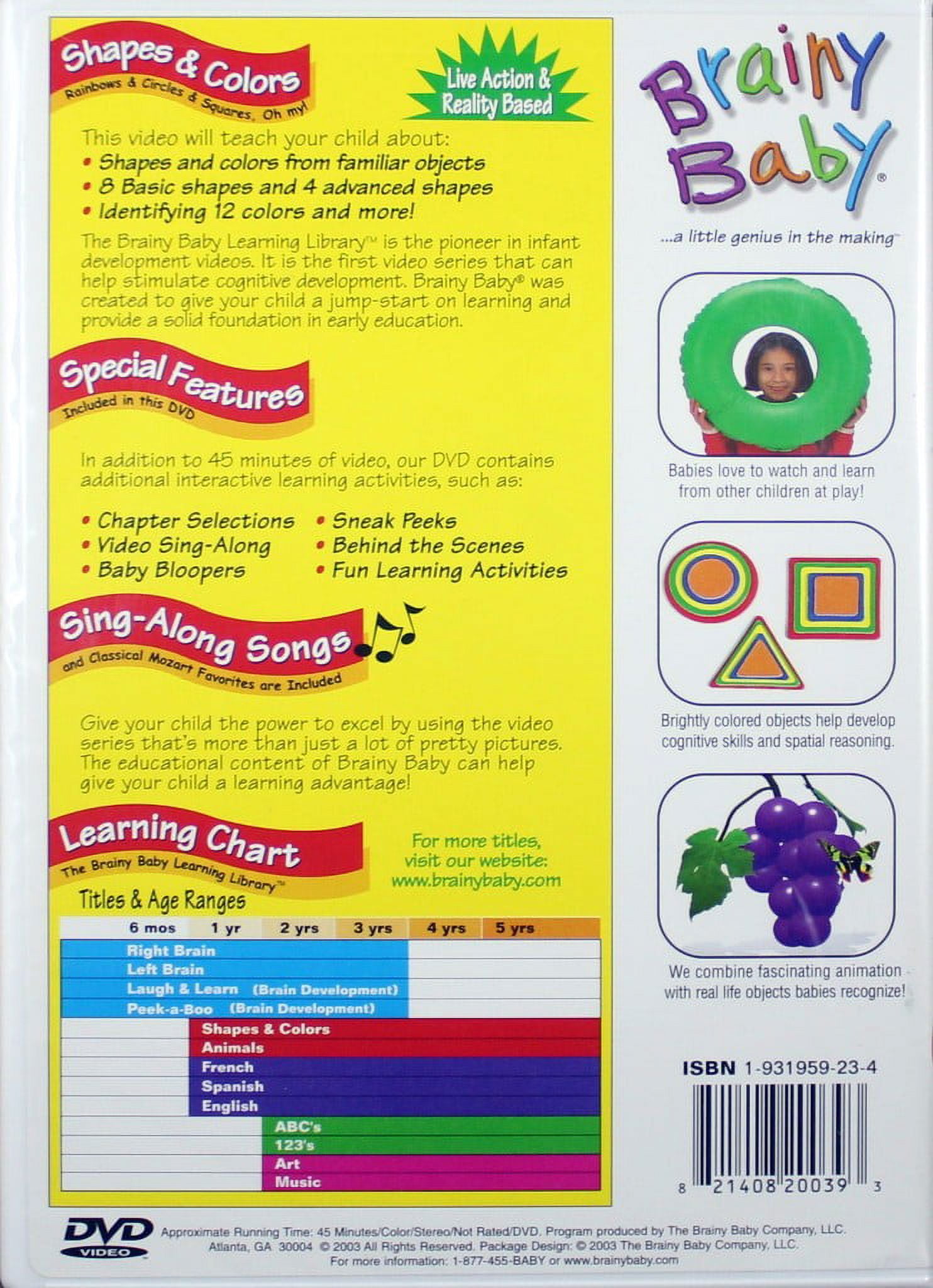 Brainy Baby Shapes & Colors DVD: Rainbows, Circles and