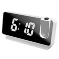 thumbnail image 2 of Réveil à Projection Numérique LED, Projecteur de Temps Miroir Électronique USB, Horloge de Chevet à Mémoire de Puissance Réglable, Mode Snooze Blanc, 2 of 6