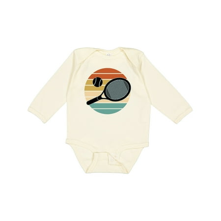 

Inktastic Tennis Racket Ball Retro Sunset Gift Baby Girl Long Sleeve Bodysuit