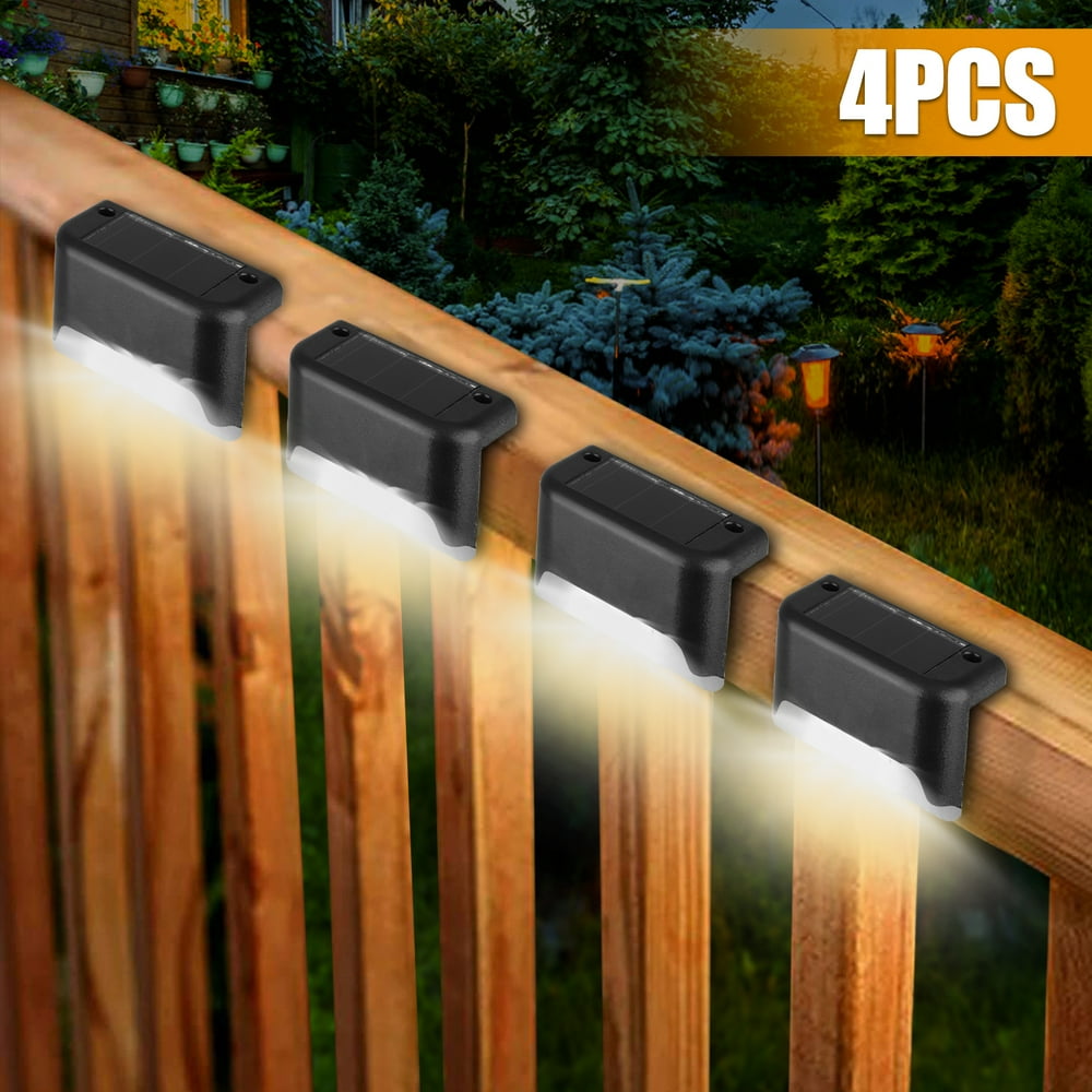 EEEKit 4Pcs Led Solar Deck Lights, Fence Post Solar Lights for Patio
