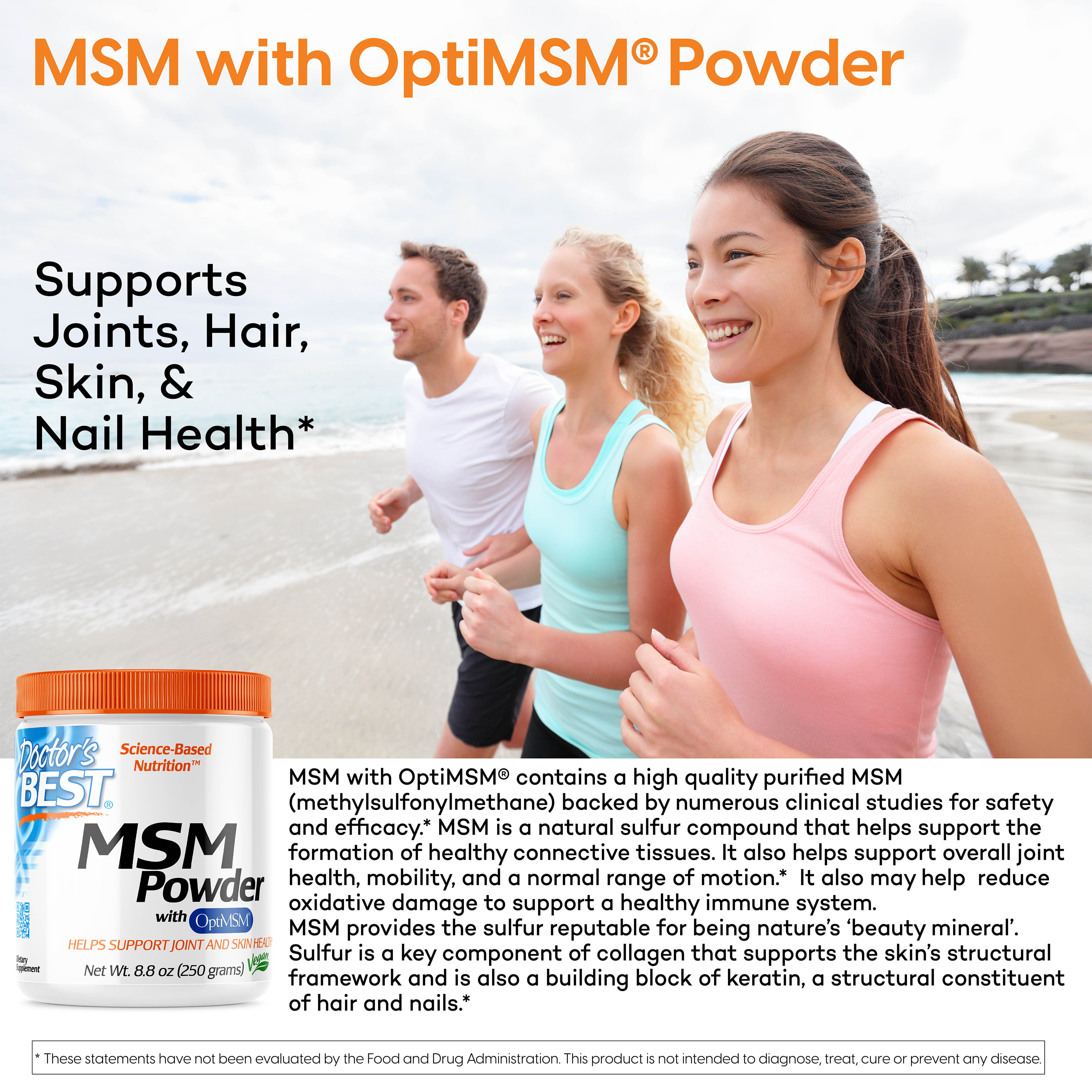 Doctor's Best MSM Powder with OptiMSM, Non-GMO, Vegan, Gluten Free, Soy  Free, 250 Grams 