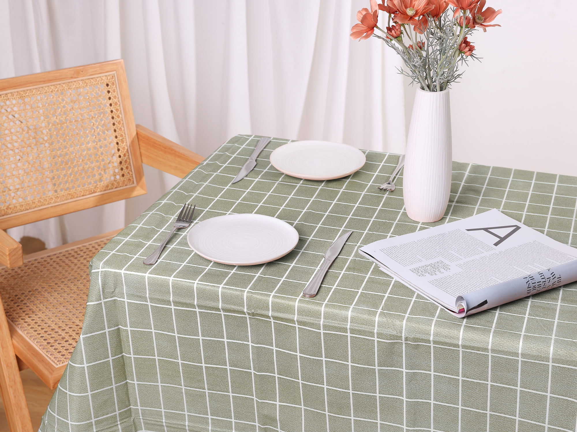 Unique Bargains 6 Pcs Rectangle Wrinkle Waterproof Plastic Table Cover Tablecloth Grey 54"x54"