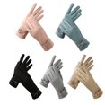 thumbnail image 5 of Skymirror 1 Pair Soft Gloves Anti-static Full Finger Cover Elegant Bow-know Plus Velvet Inside Gloves for Lady, 5 of 8