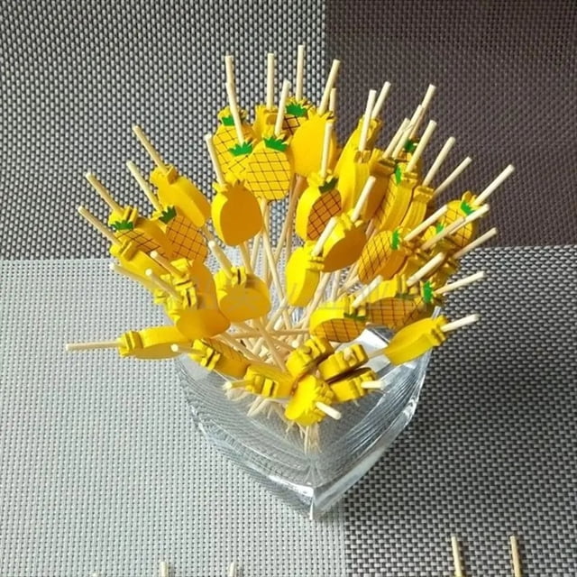 100 Palillos de Bambú Desechables para Alimentos, Frutas, Cócteles, Palillos de Dientes Hechos A Mano, Suministros de Picnic, Decoración B