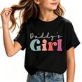 thumbnail image 2 of Girls Soft Cotton Letter Print Graphic Tee Short Sleeve Crewneck Pullover T-Shirt Black Size 7-8T, 2 of 6