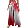 thumbnail image 1 of ameIAEA Women's Palazzo Pants High Waisted Wide Leg Print Pants Drawstring Beach Long Trousers, 1 of 5