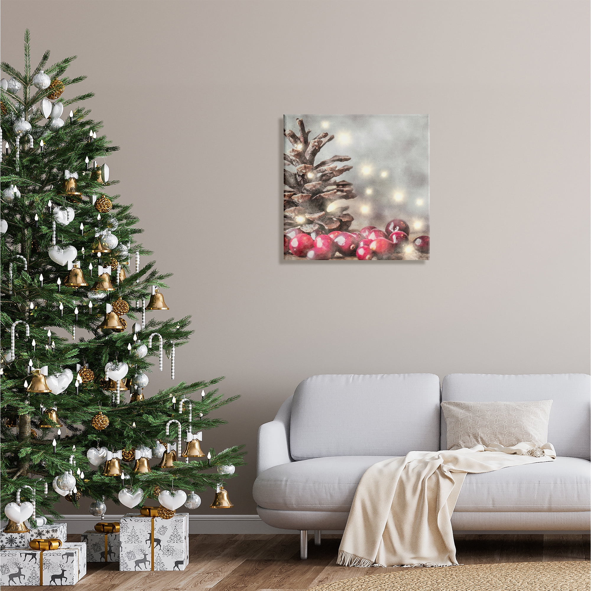 Stupell Industries Woodland Holiday Pinecone Holiday Painting Gallery Wrapped Canvas Print Wall Art, 24 x 24