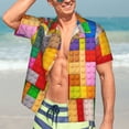 thumbnail image 5 of Lsque Colorful Plastic Blocks Pattern pattern Hawaiian Shirt for Men, Unisex Summer Beach Casual Short Sleeve Button Down Shirts-Small, 5 of 9