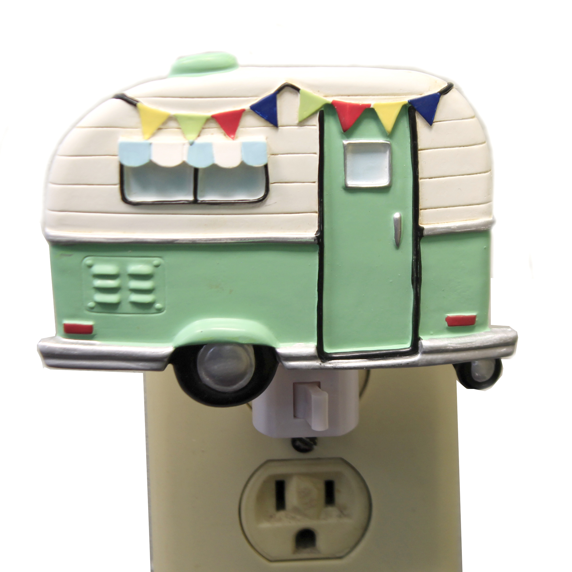 Home Decor CAMPER NIGHT LIGHT Polyresin Vintage Look Er58555 Green