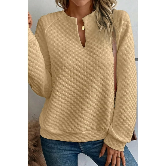 Redhotype Stylish Split Neck Quilted Top - Warm, Long Sleeve Essential