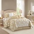 thumbnail image 2 of Nanshing Home Gold Geometric Comforter Set, 7 Piece Queen Size Polyester, Jacquard with Matching Solid Microfiber Piece Work, All Season Bedding Sets, Matching Bedskirt, Pillow Shams, 2 of 9