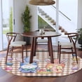 thumbnail image 3 of Round Rug 7Ft Washable Non-Slip, Bunny Gnomes Easter Circle Area Rugs for Living Room Bedroom, Eggs Brown Checkered Farmhouse Indoor Floor Mats Carpet Runner for Home Decor Aesthetic, 3 of 8