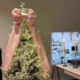 thumbnail image 4 of 20 x 78 Inches Large Christmas Tree Topper Bow - Fluffy Tulle/Satin Xmas Bow for Tree, Wreath, Wall, Door, Car Decor - Extra Large Bows with Long Streamers Holiday Wedding Party Decorations, 4 of 5